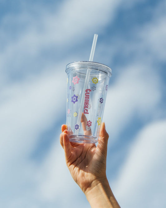Daily Hydration Tumbler - Clear Floral